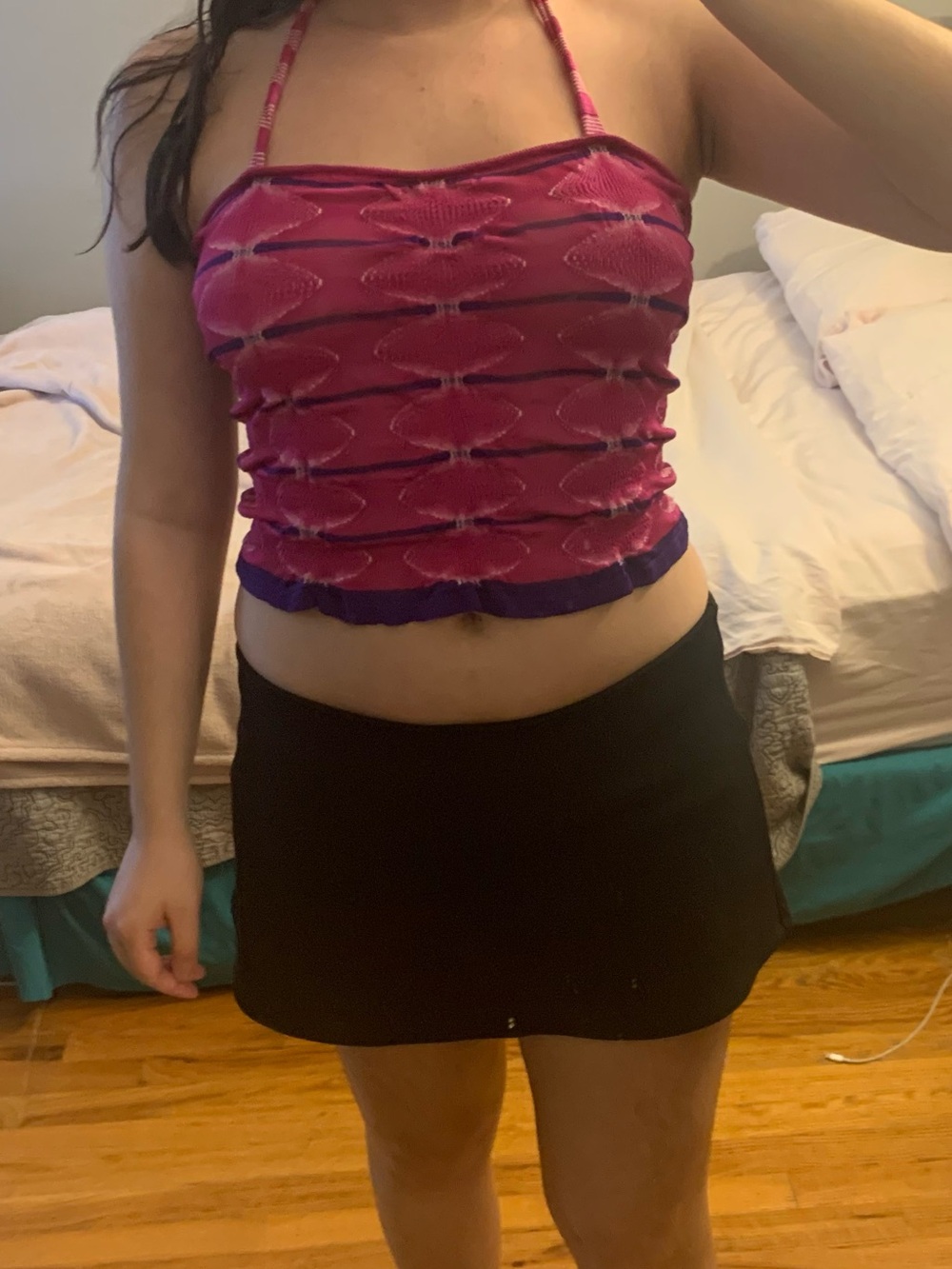 Gimaguas Pink and Purple Patterned Crop Top